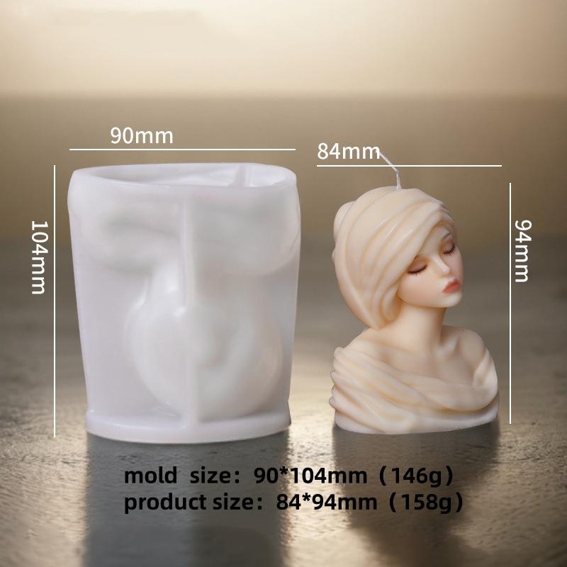 3D Sweet Goddess Candle Silicone Mold Handmade Female Half Body Portrait Aromath Candle DIY Gypsum Resin Molds Home Decor Gift
