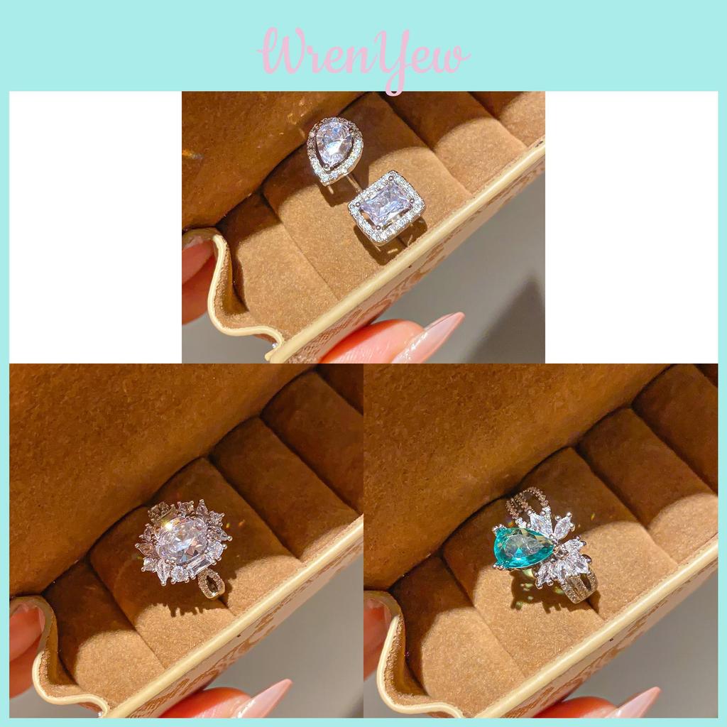 Geometric Zircon Oval Ring For Women Elegant Fashion Jewelry Gift
