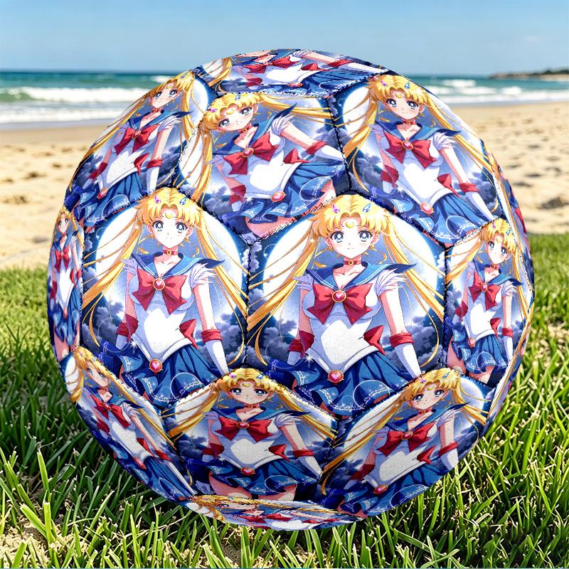 Sailor Moon Print Size 5 Soccer Ball, PU Wear Resistant Football for Match Training and Daily Practice, Birthday Gift for Soccer Fans