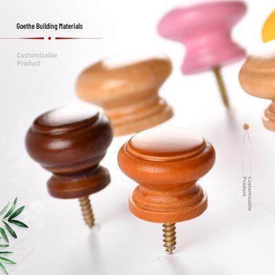 Natural Wood Round Drawer Pull - No-Drill, Single Hole Handle for Cabinets and Wardrobes