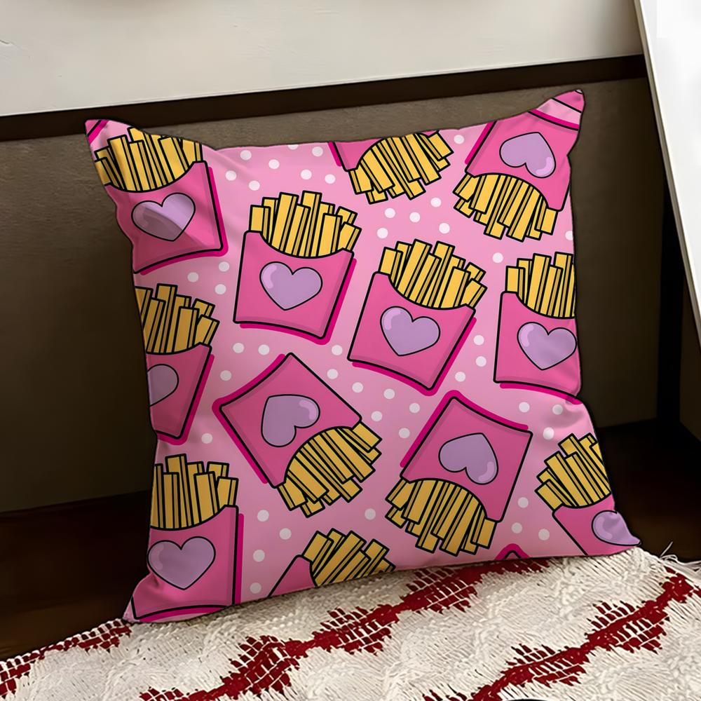 Golden French fries Cushion Cover Reversible Soft Durable Pillow Cover Home Car MultiScene Use for Daily Comfort
