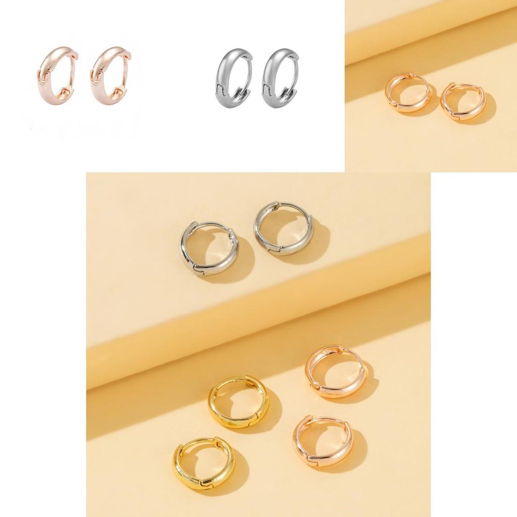 Minimalist Alloy Hoop Earrings Elegant Geometric Gold Silver Rose Gold For Ladies