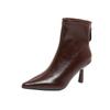Stiletto Cotton Shoes Winter New Pointed Toe Spliced Leather Rear Zipper Anti-Slip Wear-Resistant Booties