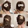 Autumn-Winter Milk Coffee Knitted Floral Hair Clip for Half Updo - Elegant Headwear Accessory