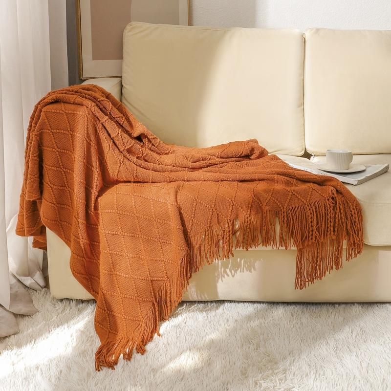 Tassel Summer Thin Throw Blanket Knitted Sofa Cover Blanket Office Air Conditioning Window Blanket Cozy Small Napping Throw Blanket For Home