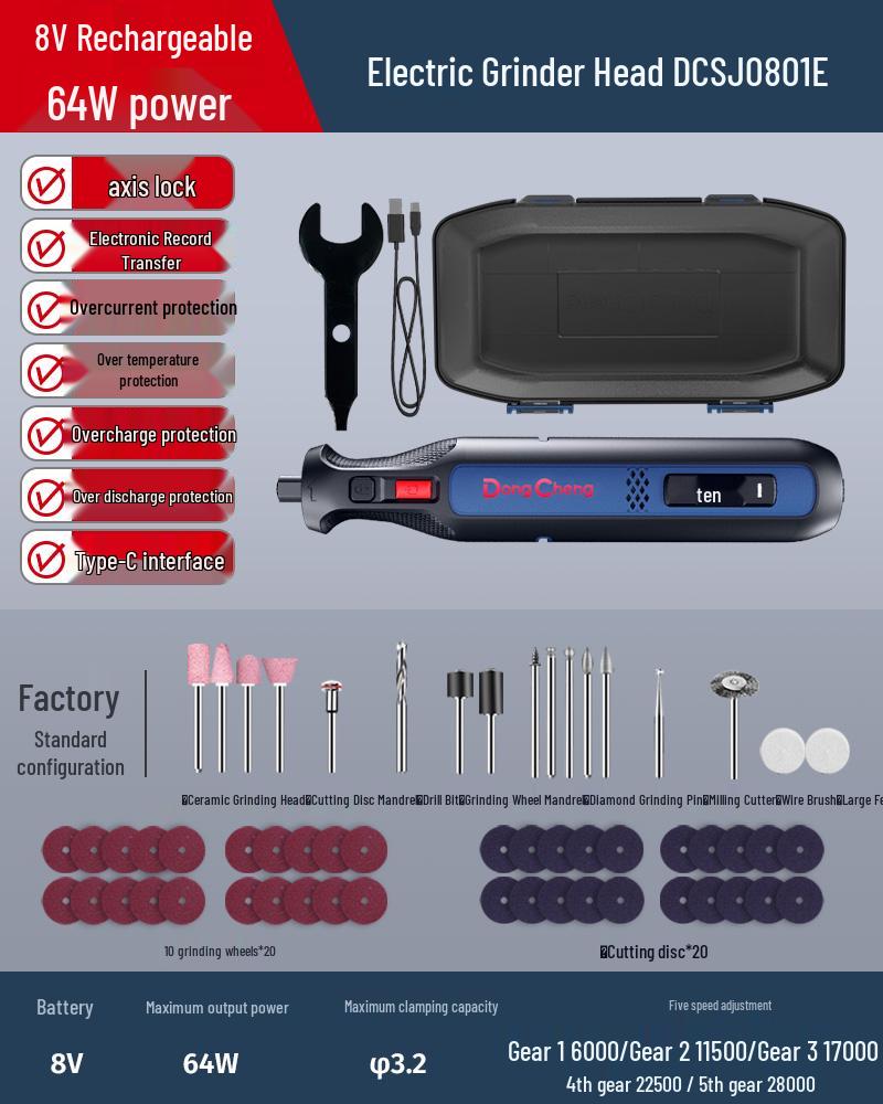 220V Electric Grinder & Polisher for Wood Carving and Internal Grinding
