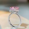 Pink Diamond Zircon Ring: S925 Sterling Silver, 5 Carat, Full Pave, European American Style