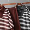 POLO Collar Striped Sweater Set Women's Autumn and Winter Loose Fashion Casual Knitting Two-piece Set