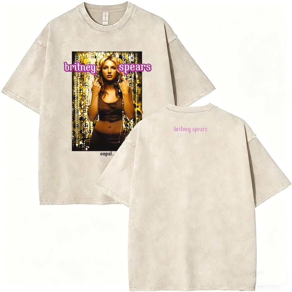 Washed Vintage Britney Spears Oops I Did It Again Graphic T Shirts Men Women Casual Oversized Short Sleeve Tshirts Streetwear