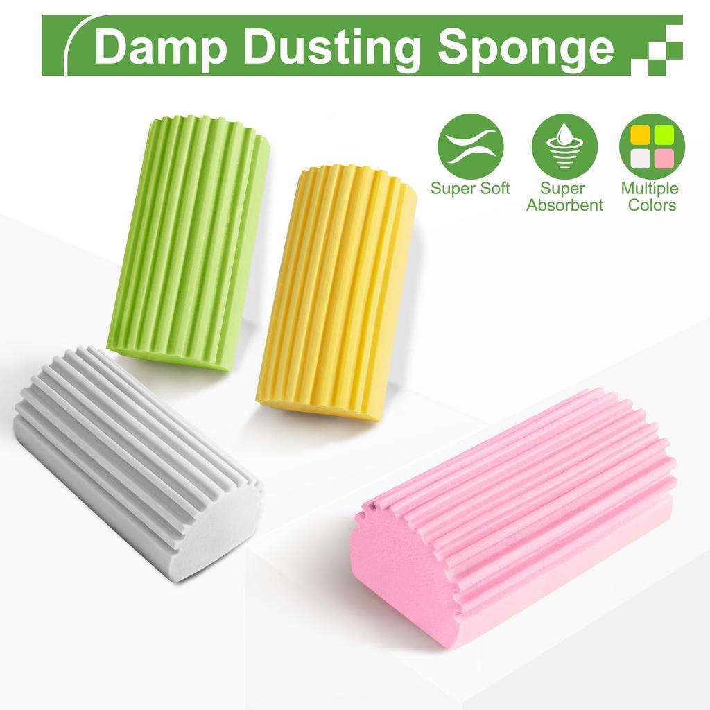 4pcs Damp Clean Duster Sponge Home Car Wet Cleaning Sponge Duster Reusable Detailing Wash Brush Auto Cleaning Accessories