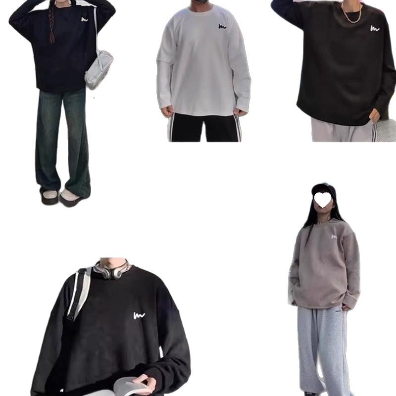 Hua Men's Heavyweight Embroidered Cotton Hoodie - Trendy Spring/Autumn Student Style, Loose Fit Long Sleeve