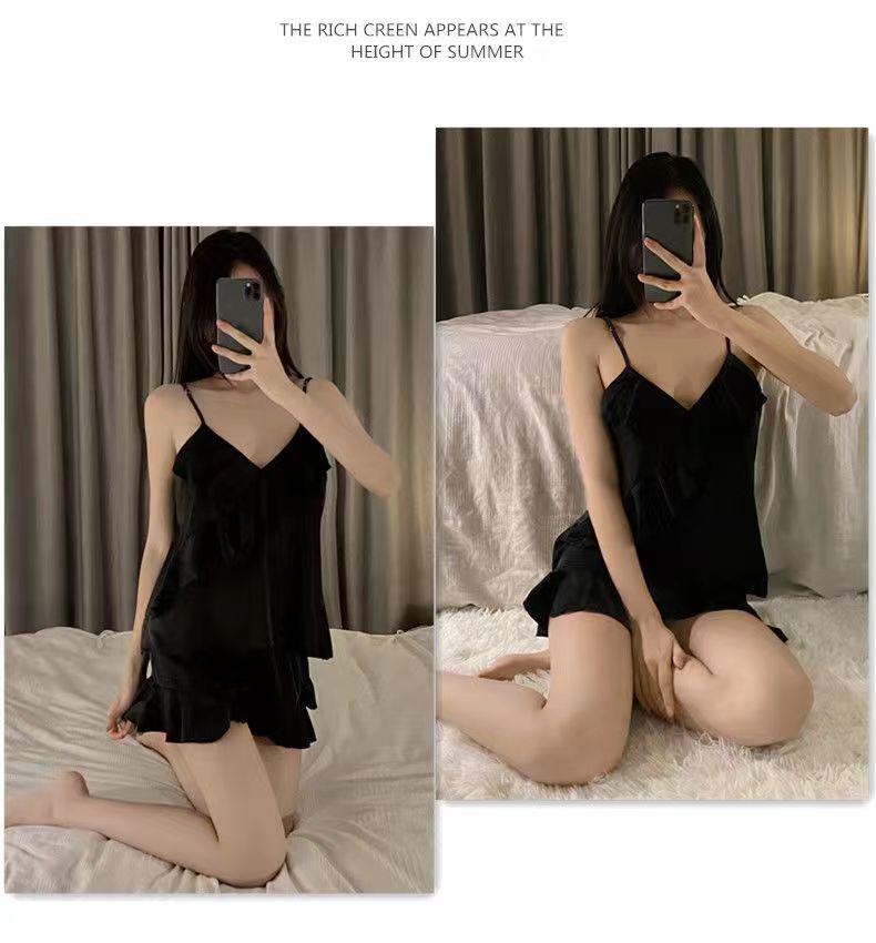 Women's Summer Ice Silk Camisole & Shorts Two-Piece Set - Trendy Loungewear