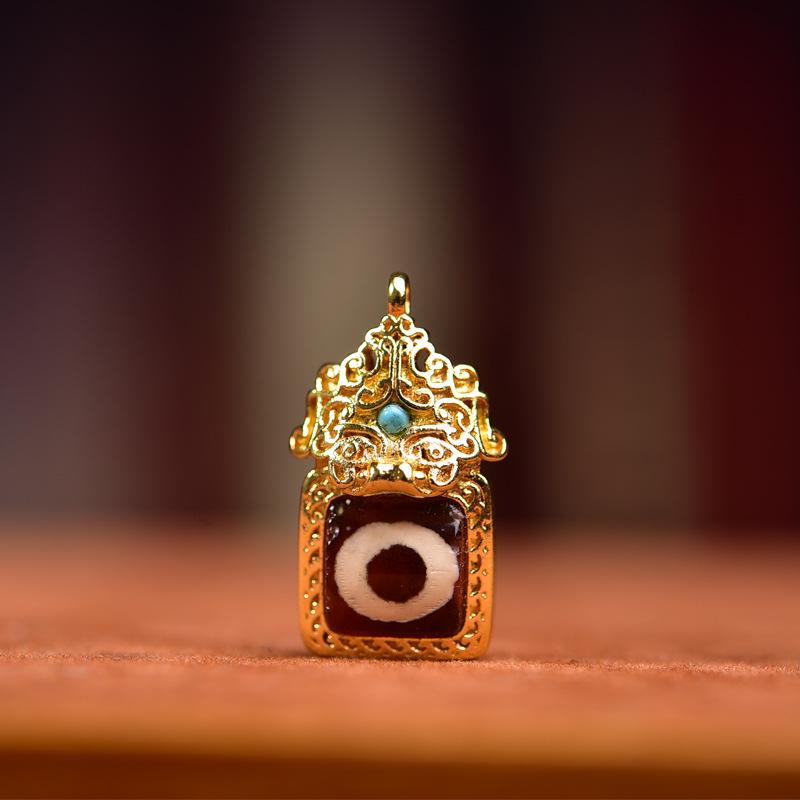 Tibetan White Copper Agate Dzi Spacer Beads Pendant for DIY Wenwan Buddhist Jewelry