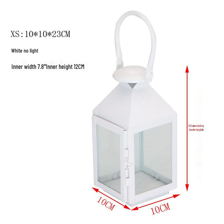 European Retro Outdoor Floor Lantern - Iron Candle Holder for Weddings & Decor