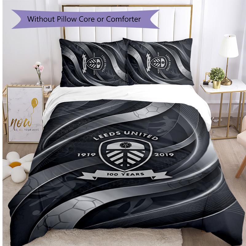 Leeds United Voetbal Beddengoed Set, 3 Delen, Comfortabel Huidvriendelijk Slaapkamer Dekbedovertrek Set
