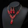 Women Necklace Earrings Rhinestone Luxury Hollow Symmetric Retro Set Out Anti-allergy Hanging Earrings Bridal Wedding