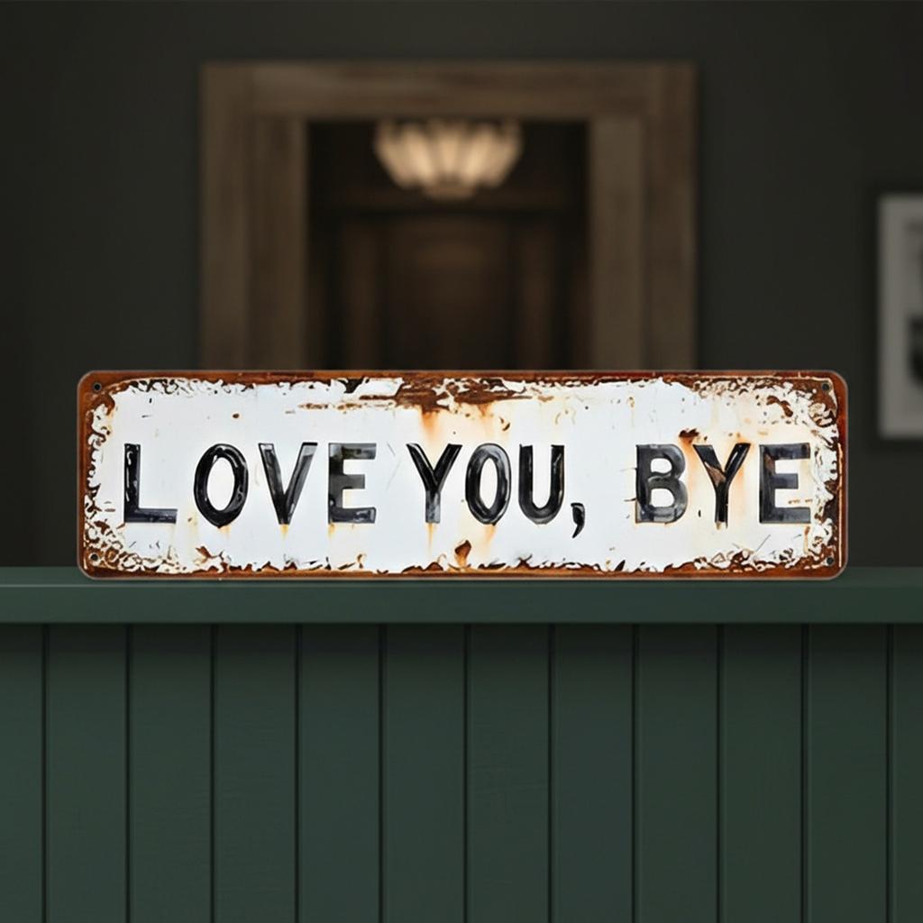 Love You Bye Retro Metal Wall Plaque Multi-Purpose Hanging Plaque Rustic Walls Art Wear Resist Gift for Couple/Family/Roommate