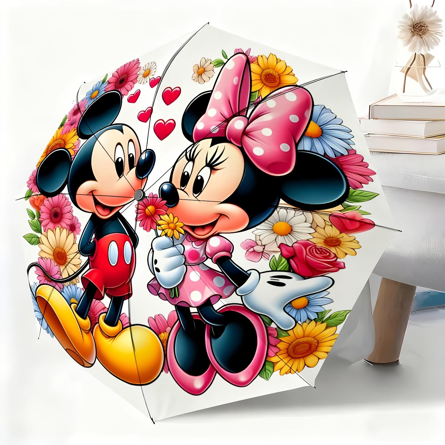 

A Fully Automatic Umbrella Featuring Mickey And Minnie Mouse Designs, Suitable for All Occasions As a Sun And Rain Umbrella, P (as the picture,Iron&8K)
