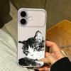 Ink Painted Cat Transparent Frosted Phone Case Suitable for iPhone 17 16 15 14 13 12 11 Pro/Max/Plus Anti Drop Back Cover