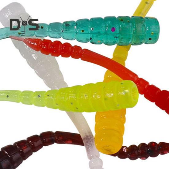 50 pezzi/set 4 cm/0,4 g esca morbida per vermi, esca per vermi a spirale bionica realistica, esca per vermi colorata, accessori per la pesca in acqua dolce e salata