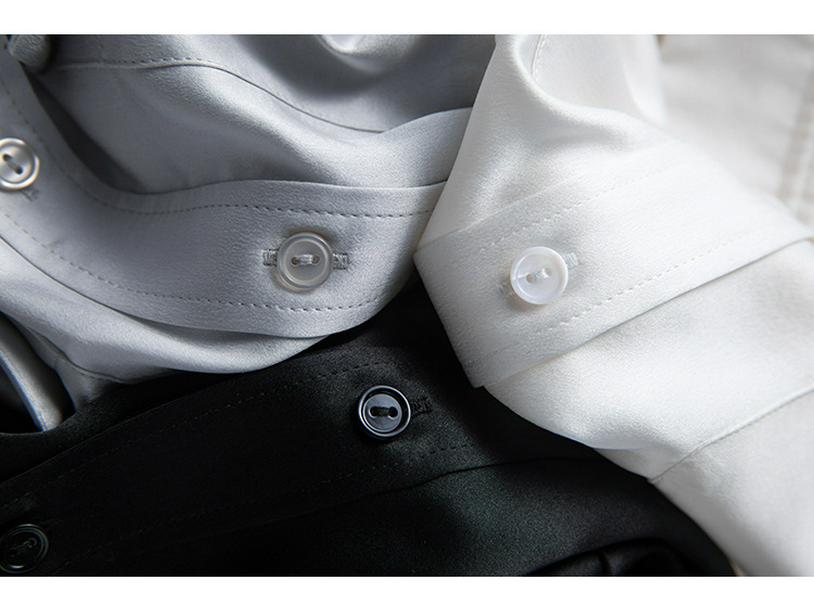 Women's Long Sleeve Heavyweight Mulberry Silk Square Neck Shirt - 2026 Spring Collection, White