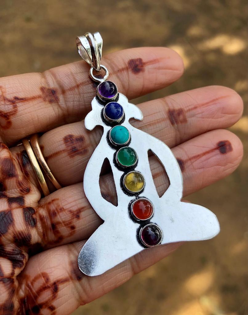 7 Chakra, Seven Chakra Natural Gemstone Pendant, Healing Pendant, Yoga Pendant, Free Ship