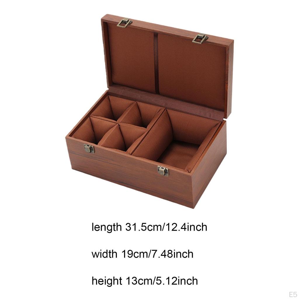 Original Solid Wood Tea Box with Optimized Space for Cups And Teapots, Secure Closure, Soft