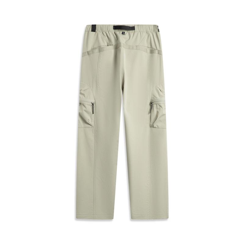 Li-Ning Solid Color Mid-Rise Breathable Versatile Straight Leg Casual Pants Men Bottoms Khaki AKXU651-2