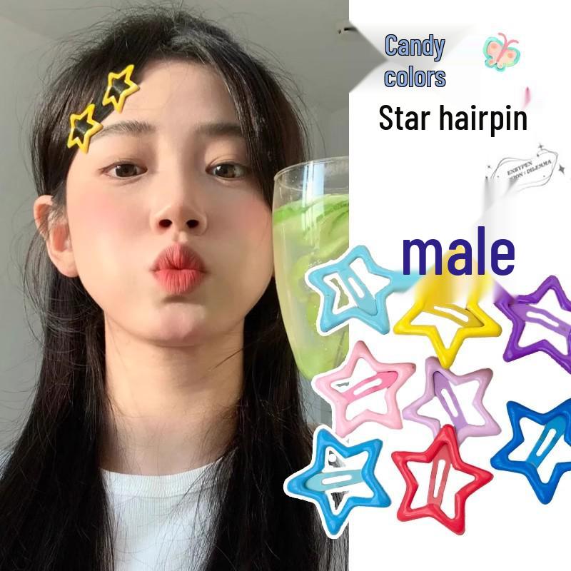 Klips do włosów w kształcie pięcioramiennej gwiazdy dla kobiet i dzieci – Uroczy dodatek do grzywki na bok i wsuwka do włosów