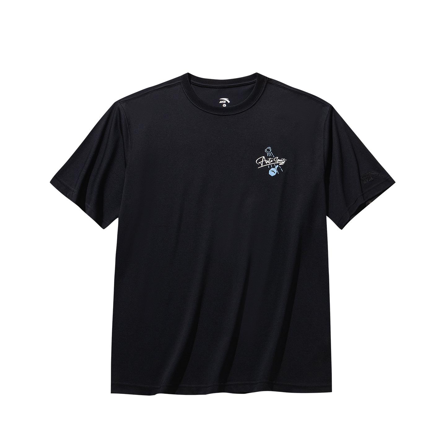 Anta Sports Retro Lifestyle Series Short Sleeve Knitted T-Shirt Summer Tee Men tops Basic-Black 152628107-6 3XL