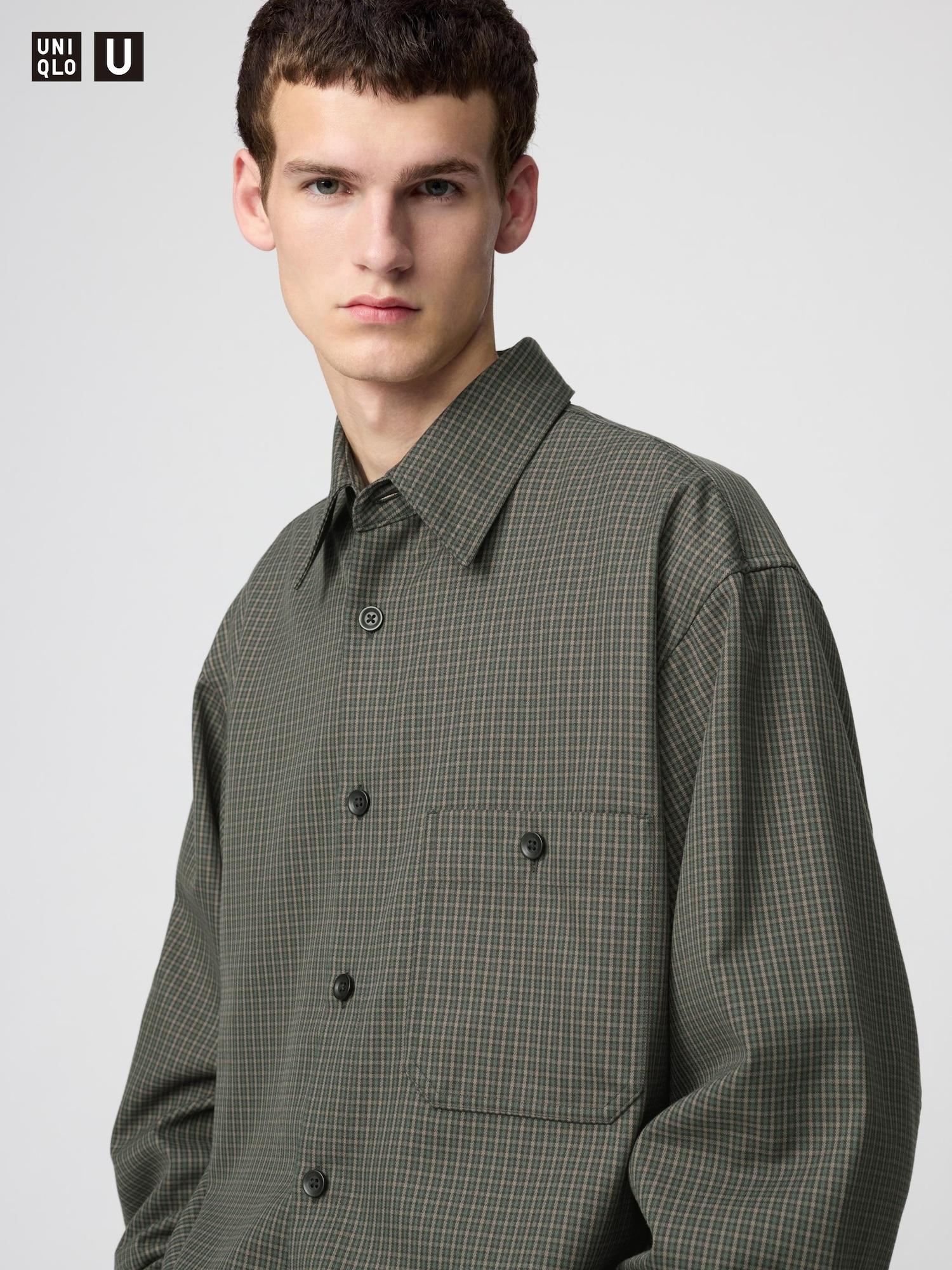 

Uniqlo Твиловая рабочая рубашка оверсайз с длинным рукавом в клетку 56 OLIVE/UNISEX L