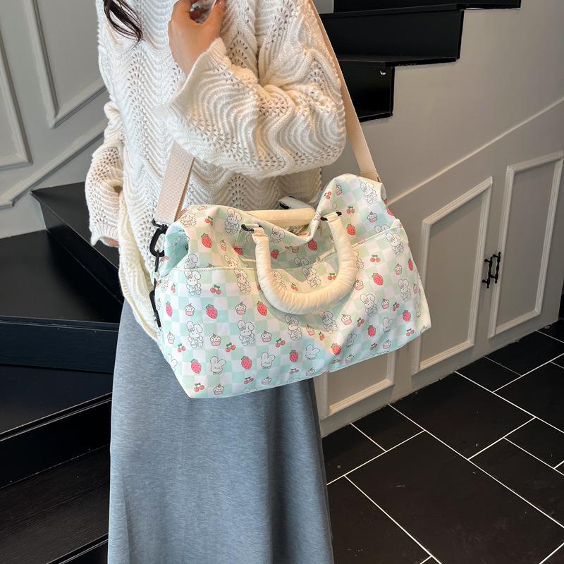 Cute cartoon travel bag commuter large capacity shoulder fashion messenger bag waterproof hanging rod fitness bag