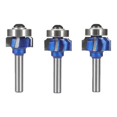 Pack of 3 Router Bit Set Including 3 Size for Efficient Edges Rounding In Furniture and Decorative Woodworking Projects