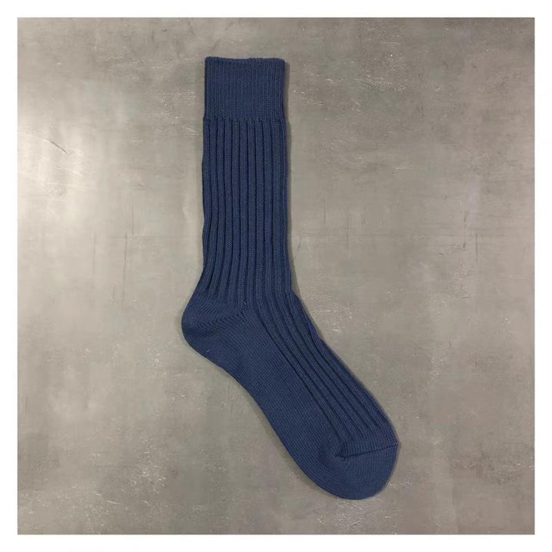 Trendige Marke Herren Unifarbene Doppelnadel-Dickgarnsocken Yu Wenle Gleicher Stil Leuchtendes Grün Baumwollsocken Sportsocken