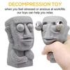 Stone Man For Baby & Kids Releases Stress Slowly Rebounds Soft Moai Statue Squeeze Eyes Interested Expression Relaxes