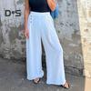 Women's Wide-Leg Pants High Waist Button Decorated Pants Casual Loose Fit Trousers for Daily Wear Travel Office