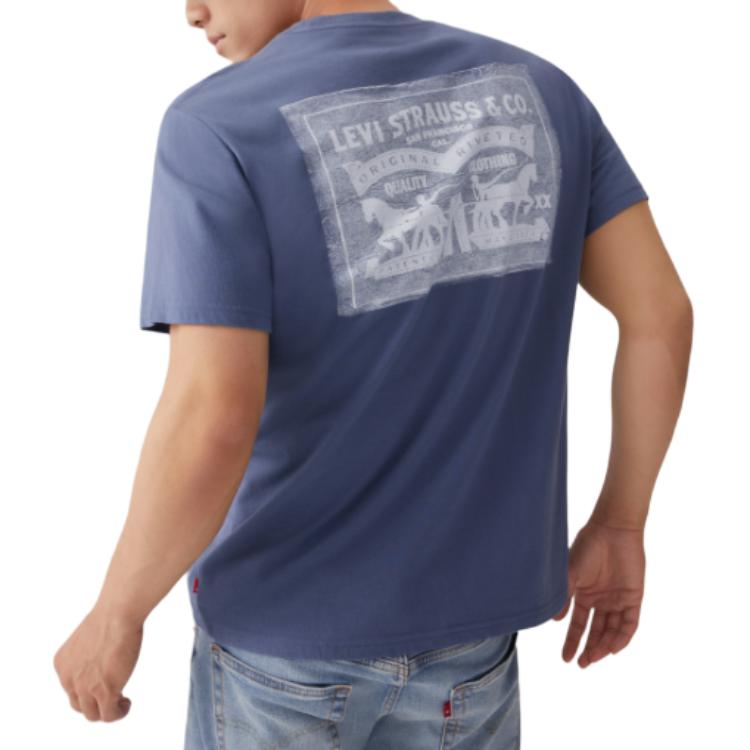 Levis Simple Versatile Comfortable Printed Short Sleeve T-Shirt Men Tops Blue 16143-1573