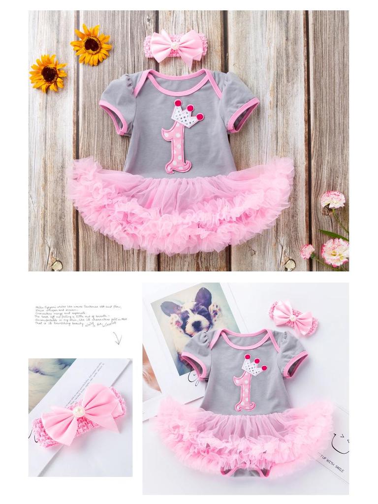 Summer Princess Short-Sleeved Dress for Baby Girls, Infant Birthday Outfit, 0-2 Years