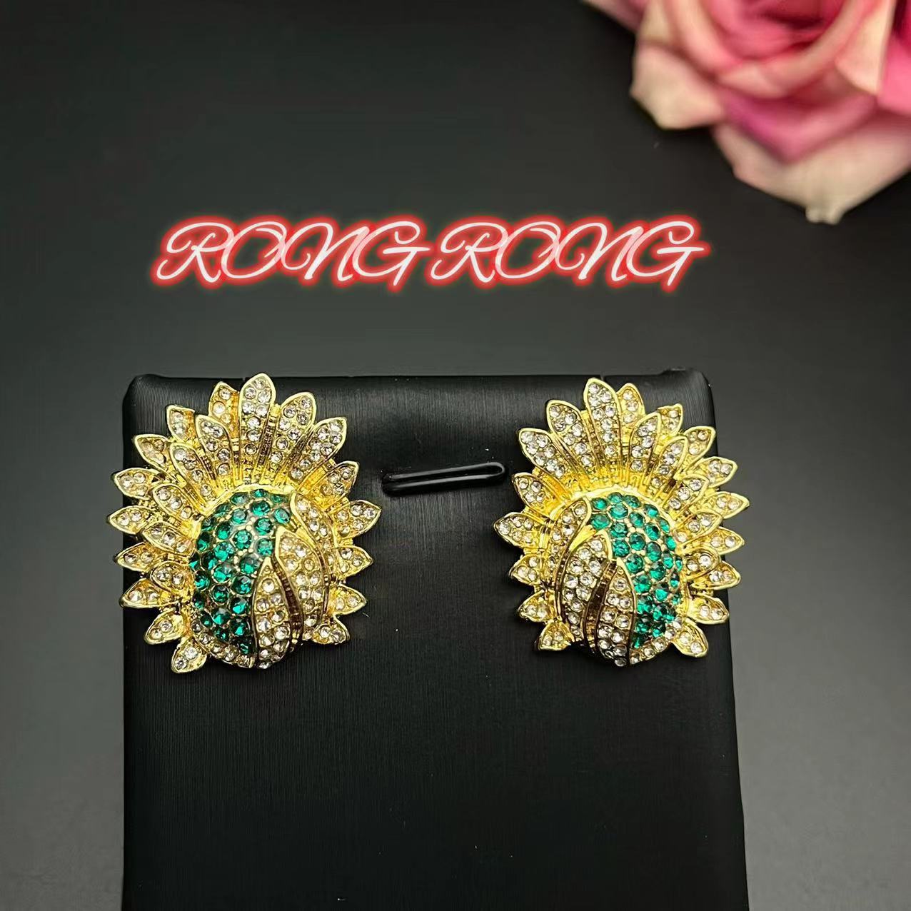 Vintage Colorful Full Sunflower Earrings Heavy Industry Atmospheric Niche Light Luxury Fashion