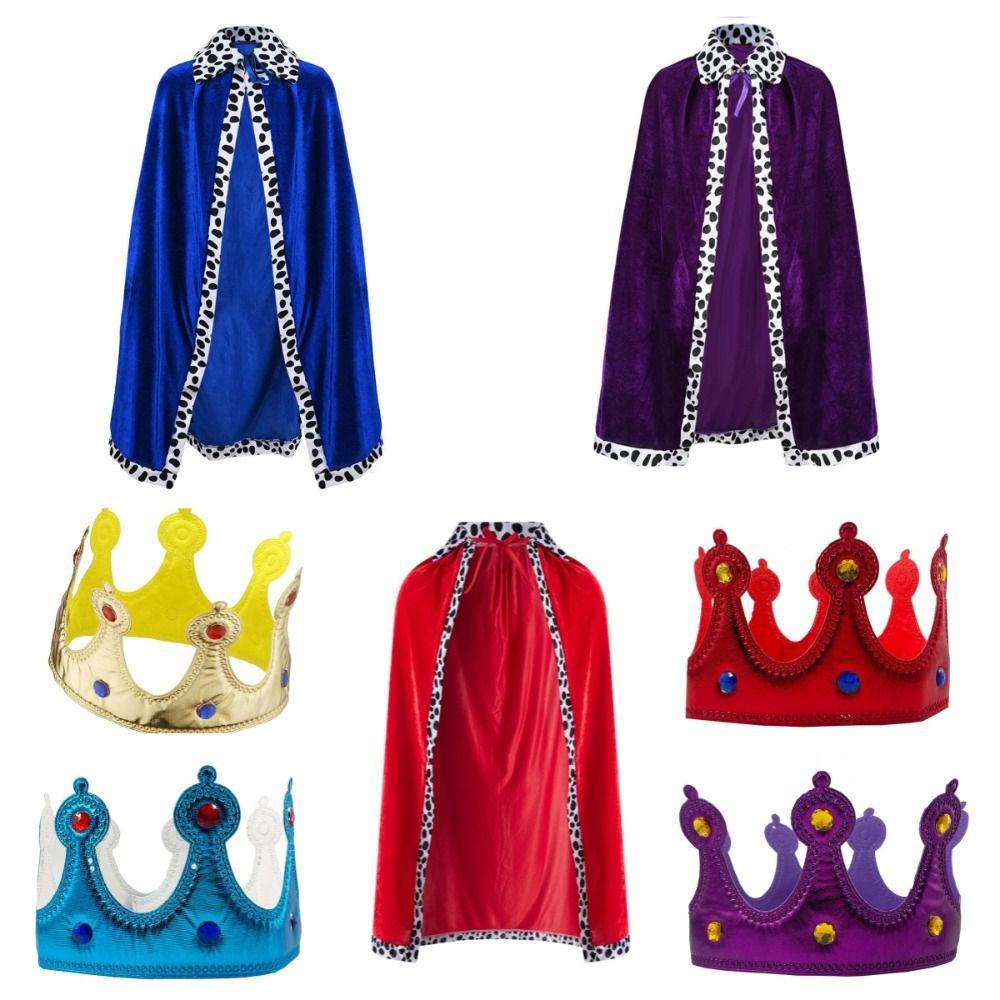 Realistic Halloween King Cape Cosplay Prince Crown Fashion Halloween Costume Cosplay Props  Adults