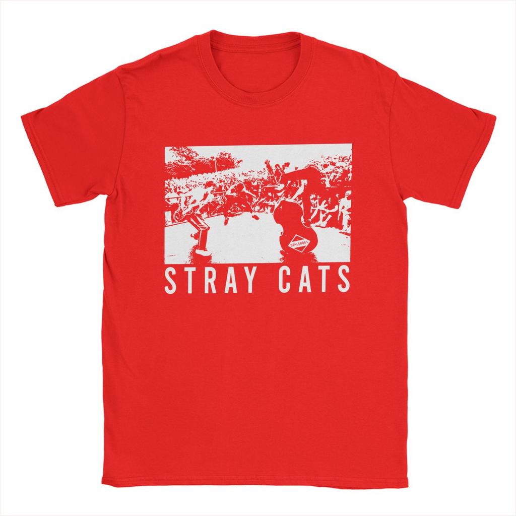 Novelty Band Stray Cats T-Shirts for Men Round Collar 100% Cotton T Shirts Short Sleeve Tee Shirt Plus Size Clothes
