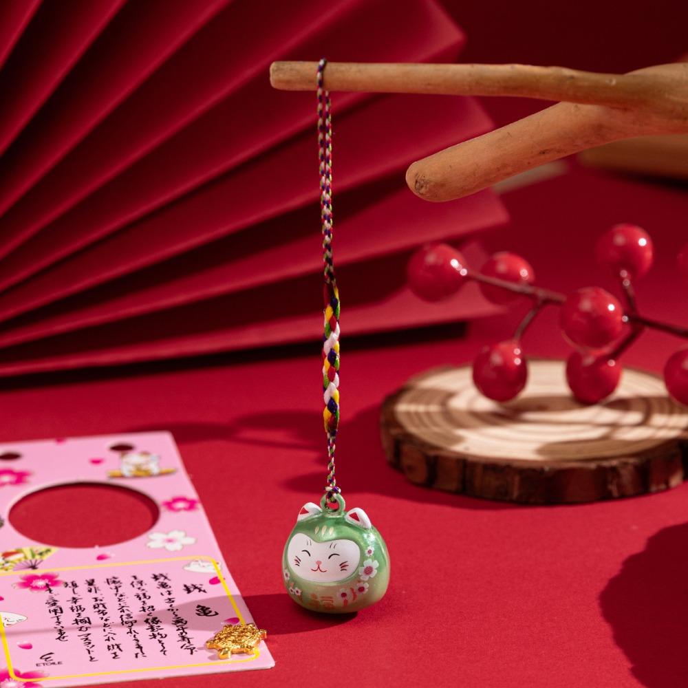 Bring Wealth Cat Bells Pendant Cat Daruma Bells Pendant Key Chain  Handbag Accessories