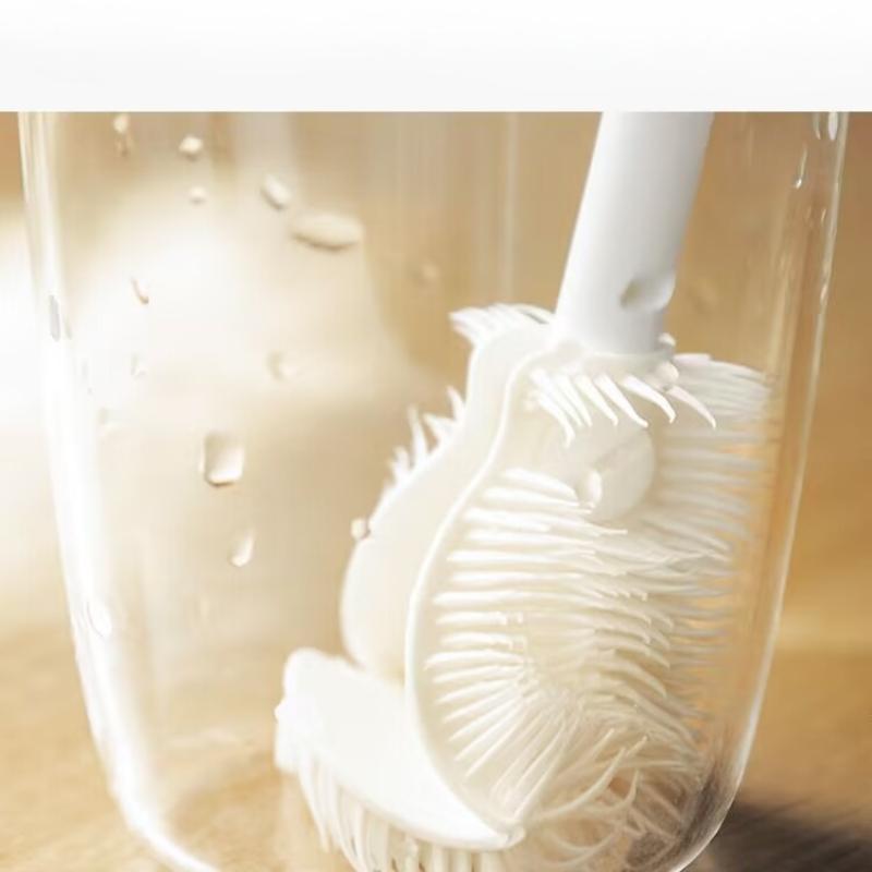 Faltbare 360-Grad-Rundum-Reinigungssilikonbürste mit langem Griffdesign, wiederverwendbar für Flaschen und Tassen