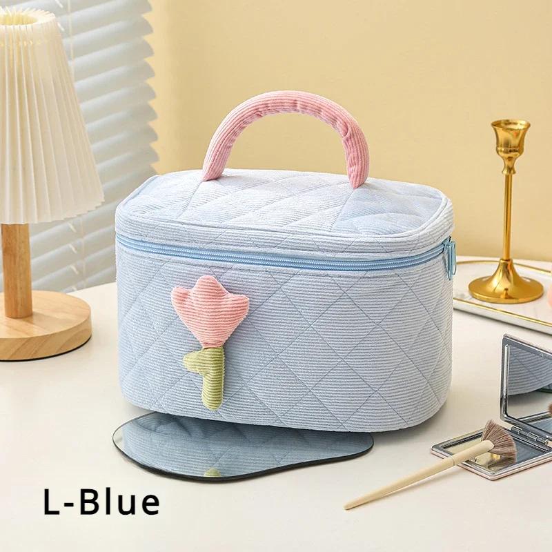 Zaawansowana kosmetyczka z sztruksu, urocza mała damska torba do przechowywania, przenośna kosmetyczka o dużej pojemności, przenośne kosmetyczki