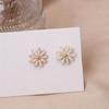 1 Pair of Elegant Daisy Earrings, White Flowers with A Gold Center, Shiny Effect Design, Preferred for Daily Wear