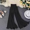 Frühlings- und Sommer-Hosen mit weitem Bein, Rüschen und Fischschwanz-Saum, elastischem Bund - Stilvolle gefaltete lange Hosen