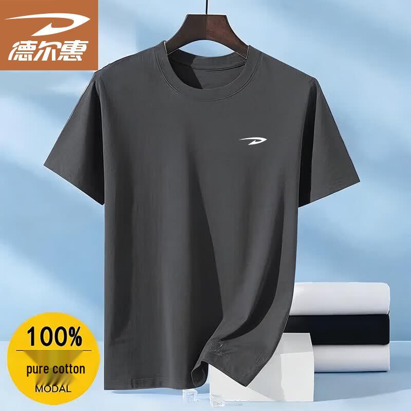 Dellhuit Men s Summer Short-Sleeve Pure Cotton T-Shirt S