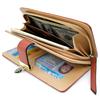Women's Rose Gold Vegan Leather Leaf Bi-fold Card Coin Holder Long Wallet