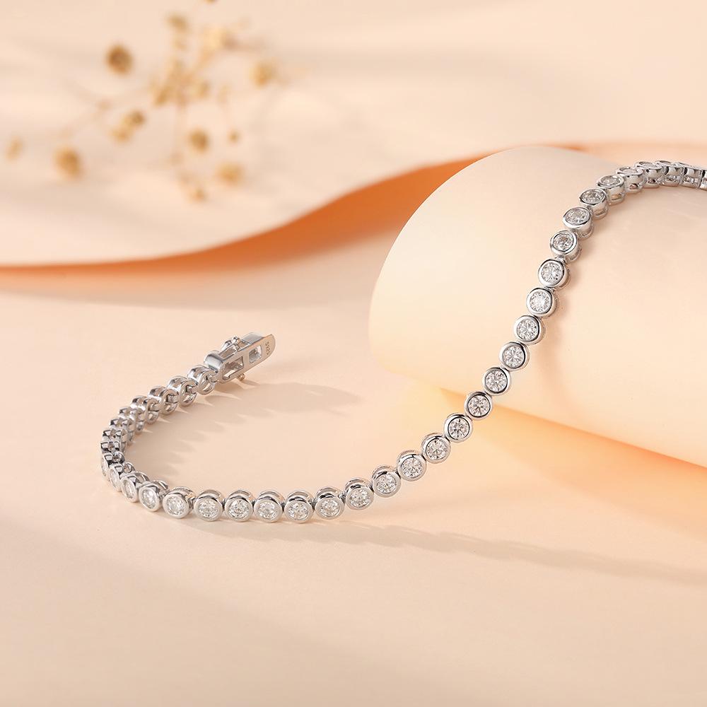 925 Sterling Silver Moissanite Tennis Chain Women's Luxury Bracelet