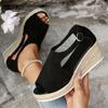 Large Size Sandals 2025 Summer New Wedge Heel Heightening Fashion Buckle Fish Mouth Amazon Outer Sandals